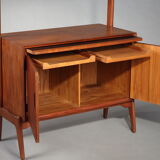 Modular bookcase coffered teak, Danish labour