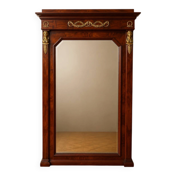 Miroir au mercure de style Empire en acajou et bronzes dorés