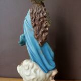 Plaster statuette of the Virgin of Olot with glass eyes. Early 20th century.
