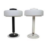 Set of two rare black & white table lamps/ Napako, 1960's