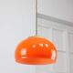 Mid-Century Italian Orange Glass and Brass Pendant Lamp