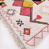 Moroccan Berber carpet beni ouarain ecru with colorful patterns 290x206cm