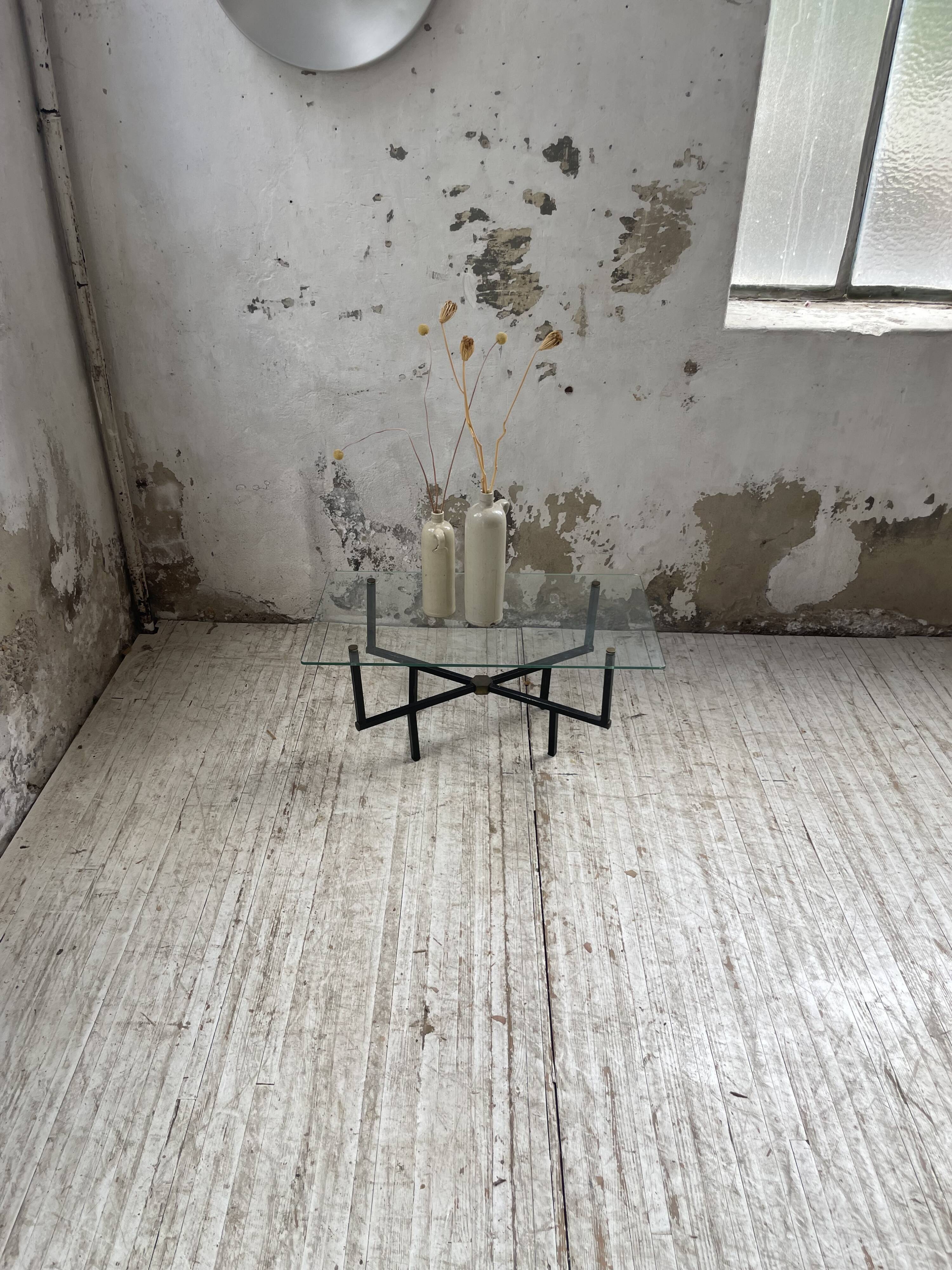 60s glass coffee table