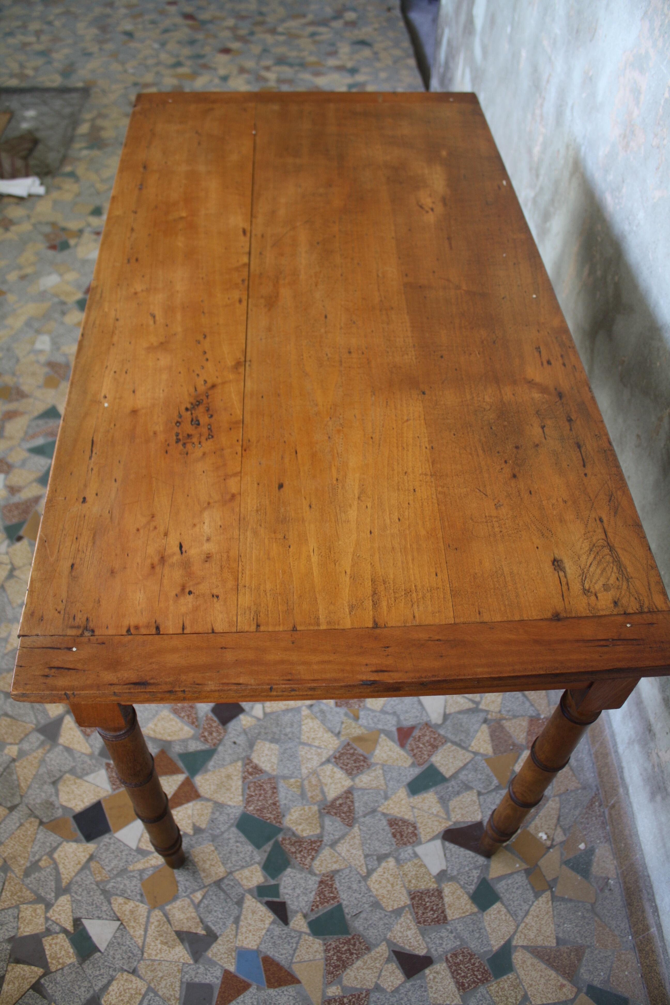 Pitch pine desk false bamboo Napoleon III