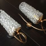Pair of brass sconces and structured tulip glass 60/70s