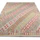 Multicolour Afghan Kilim Rug: Striped Contemporary Wool Flatweave 296x202cm