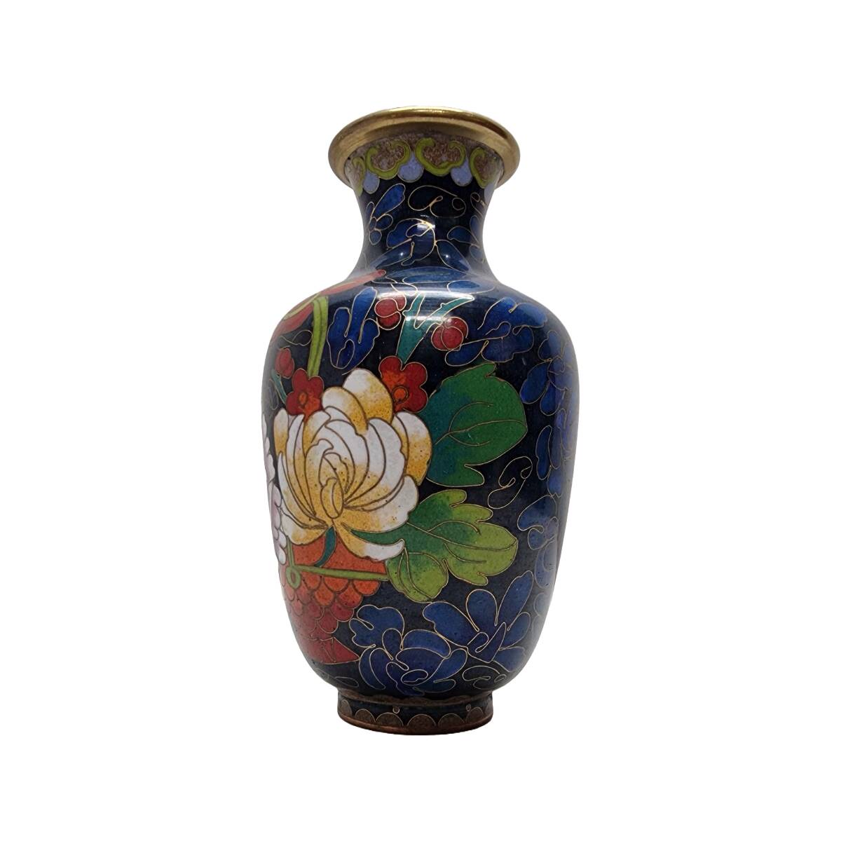 Cobalt Blue Cloisonné Vase, 1980s