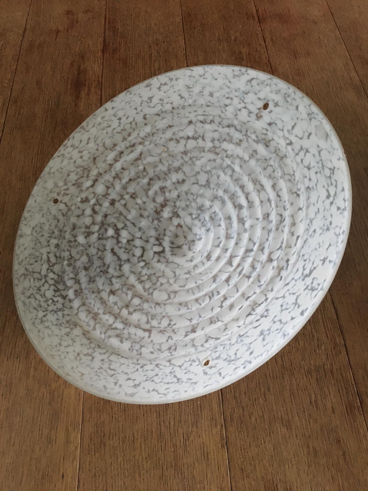 White speckled Clichy glass lampshade with gold edging