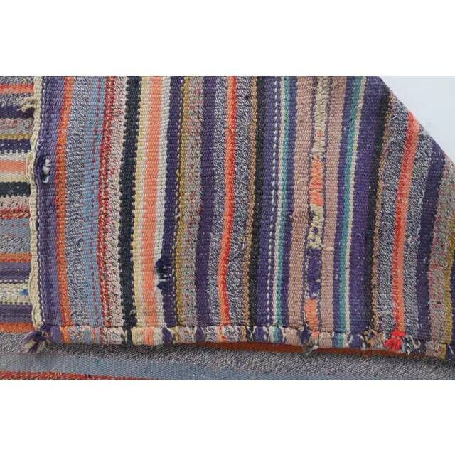 Tapis kilim turc vintage en laine et coton violet noué à la main