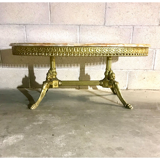 Coffee table Green marble and brass