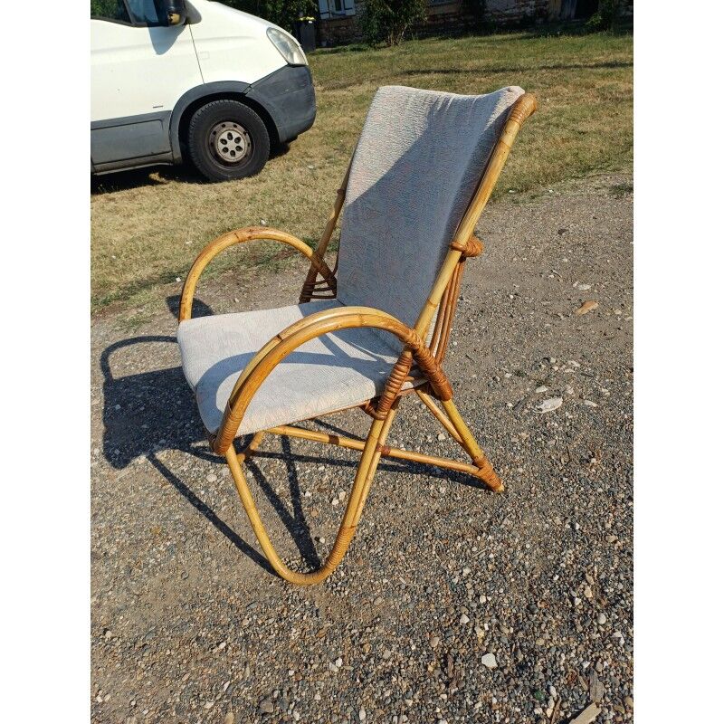 Vintage rattan and wicker armchair