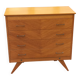 Vintage chest of drawers in blond and golden oak, compass legs and 4 drawers, 1950s