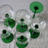 6 colored white wine glasses from Alsace in very good condition