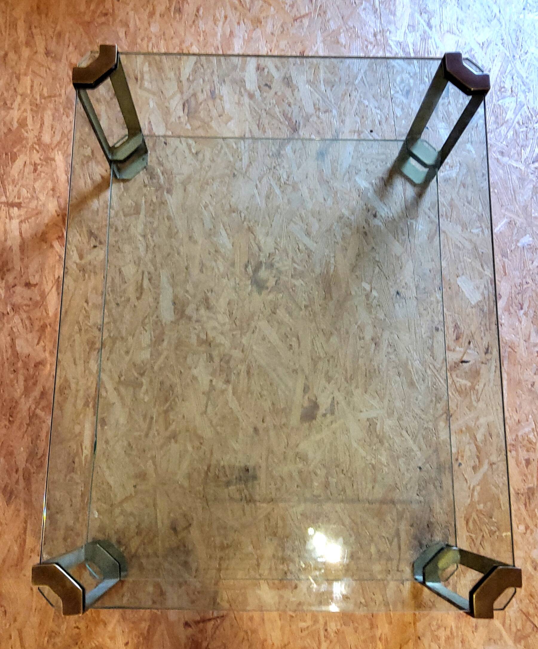Glass and brass coffee table by Peter Ghyczy, Netherlands 1970s