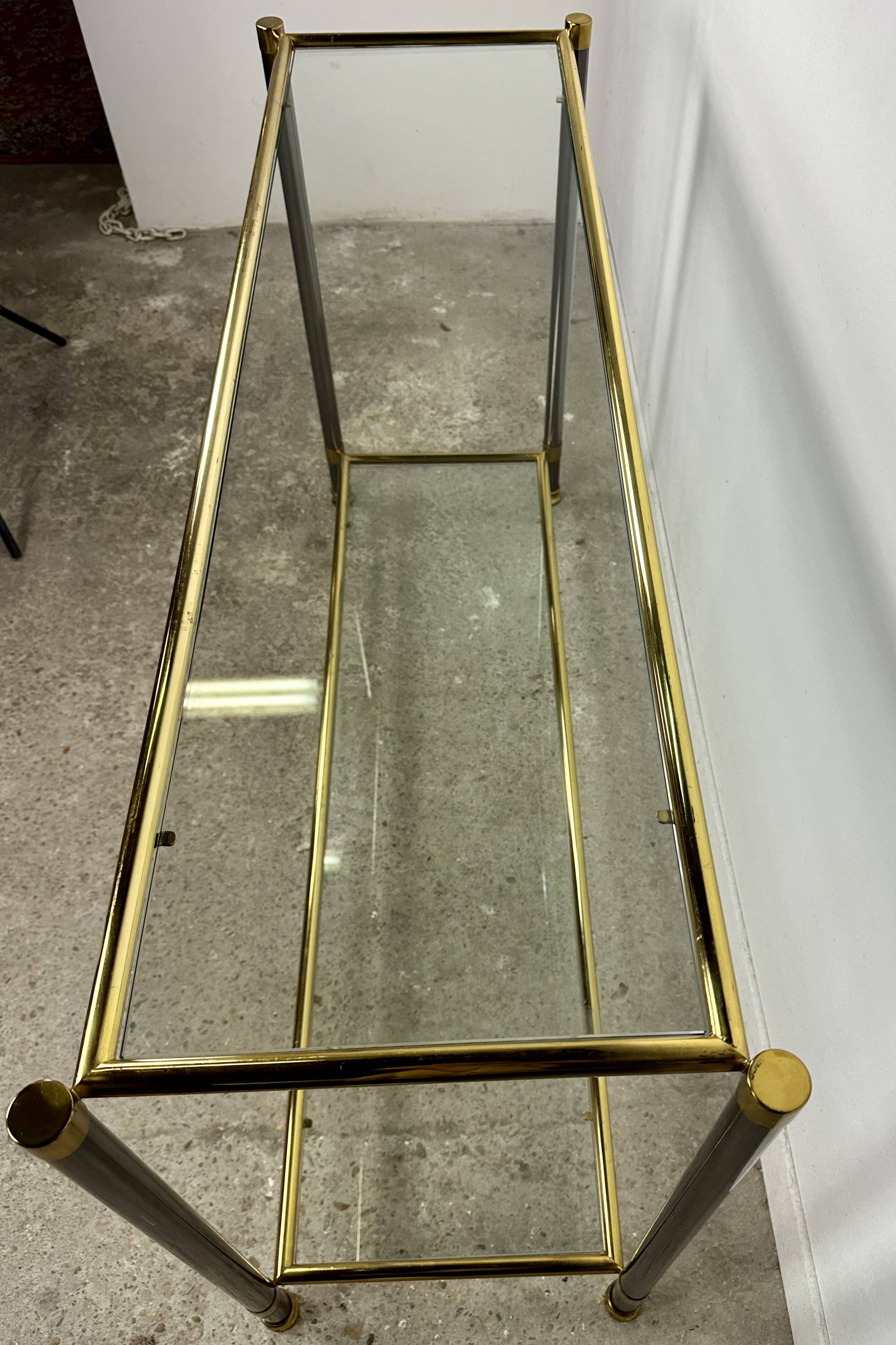 Vintage console in brown metal and brass 1970