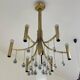 Chandelier en laiton de style mid-century moderne attribué à Gaetano Sciolari, 1970