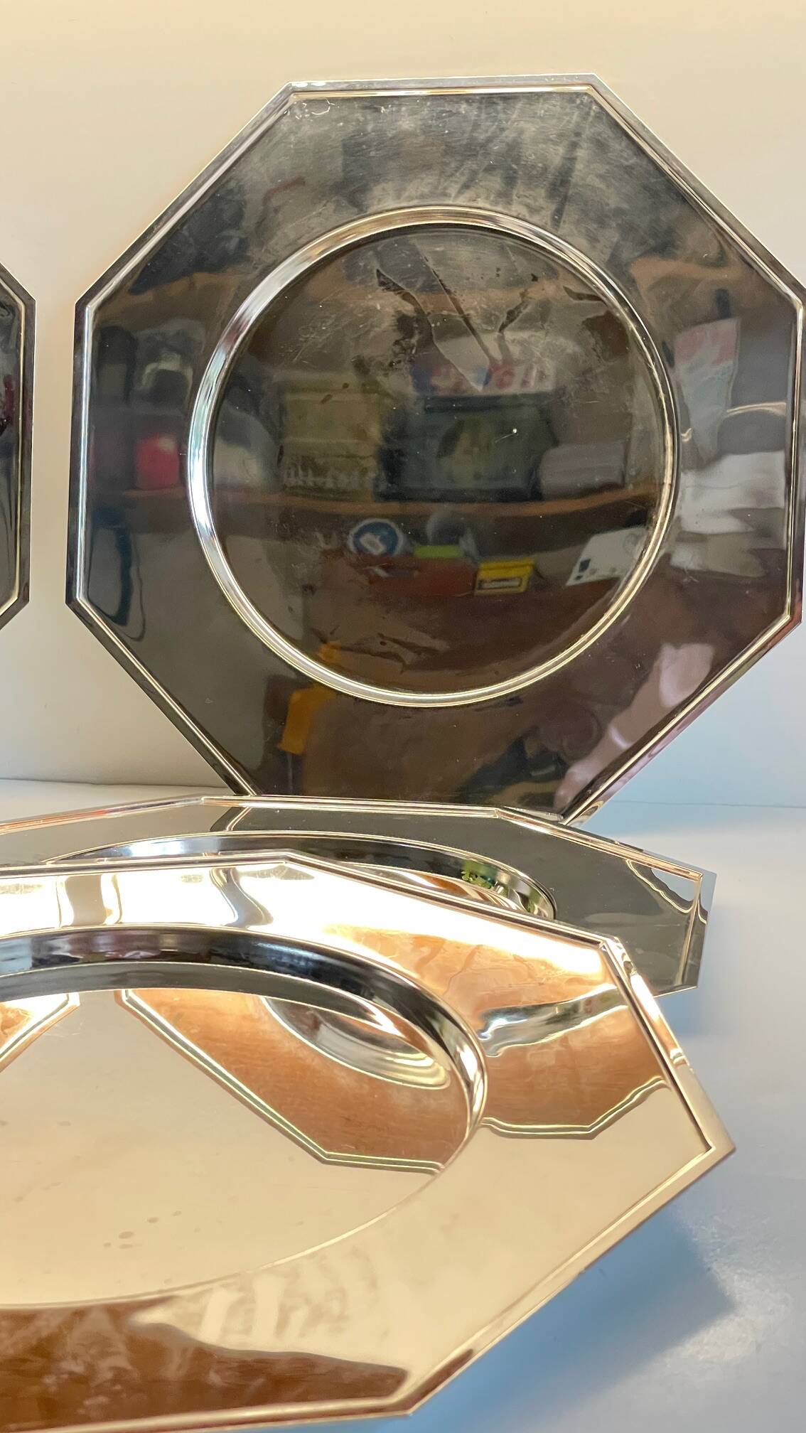 6 Vintage Silver-Plated Metal Plates and Dishes
