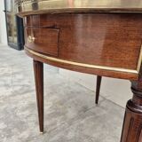 Louis XVI style mahogany bouillotte table in marquetry and bronze
