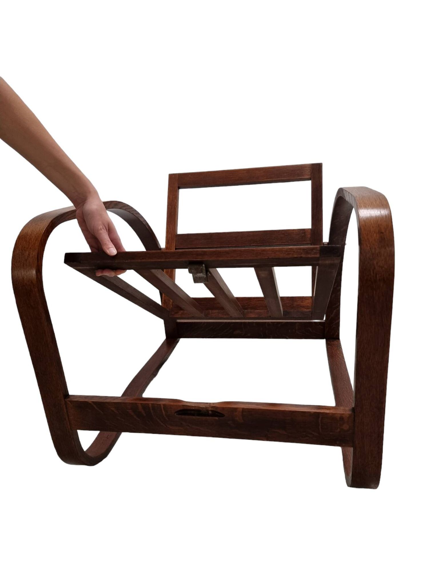 H-70 adjustable Art Deco armchair by J. Halabala, 1930s Czechoslovakia