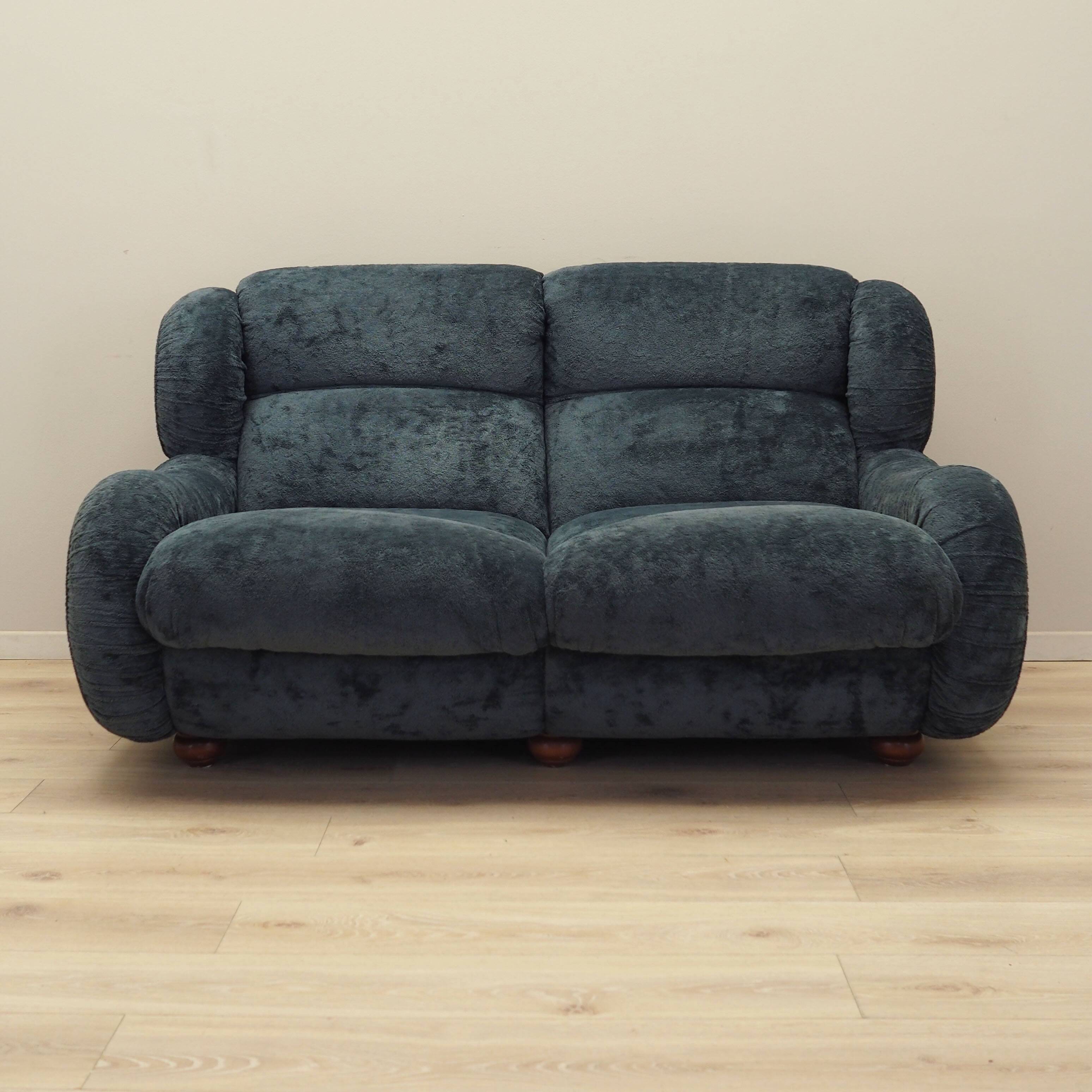 Navy blue velour sofa, Italian design, 1970s, production: Italy