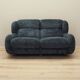 Navy blue velour sofa, Italian design, 1970s, production: Italy