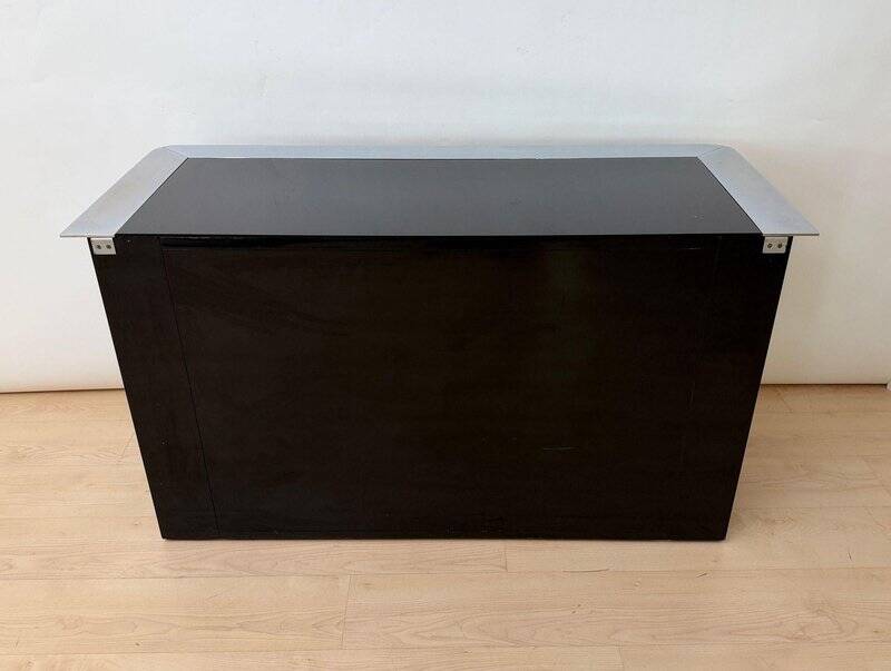 Commode laquée noire en chrome par A. Mosca pour Cinova, Italie, 1969