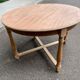 Renovated round extendable farmhouse dining table made of solid wood, 115cm.