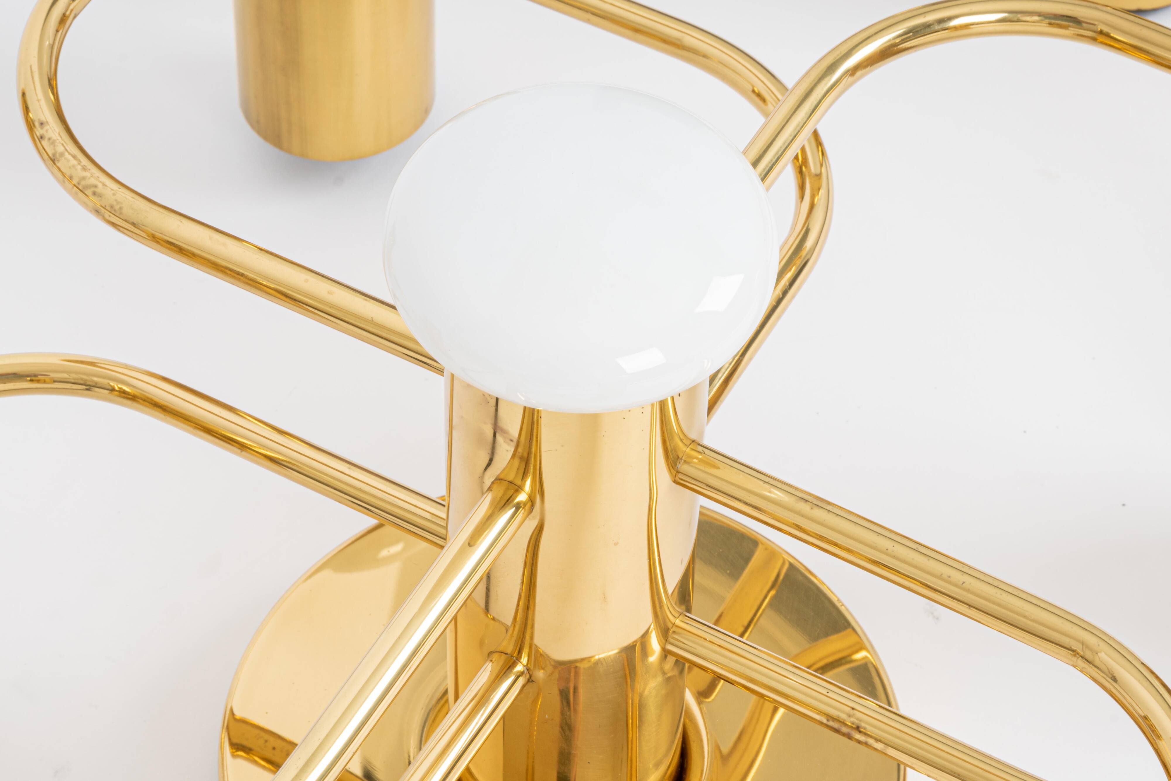 1 of 2 Sciolari Leola wall-mounted ceiling light in brass, Germany, 1970s