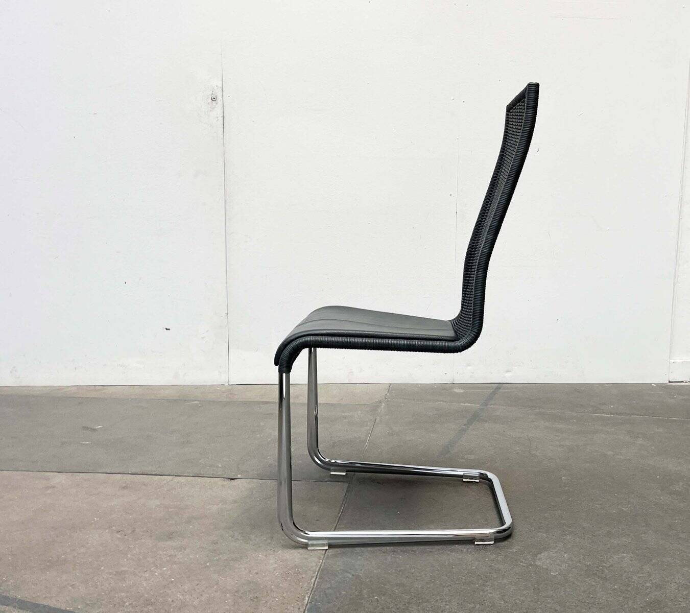 Grey German cantilever chairs B25 with leather cushions from Tecta, set of 4.