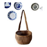 Woven wicker harvest basket