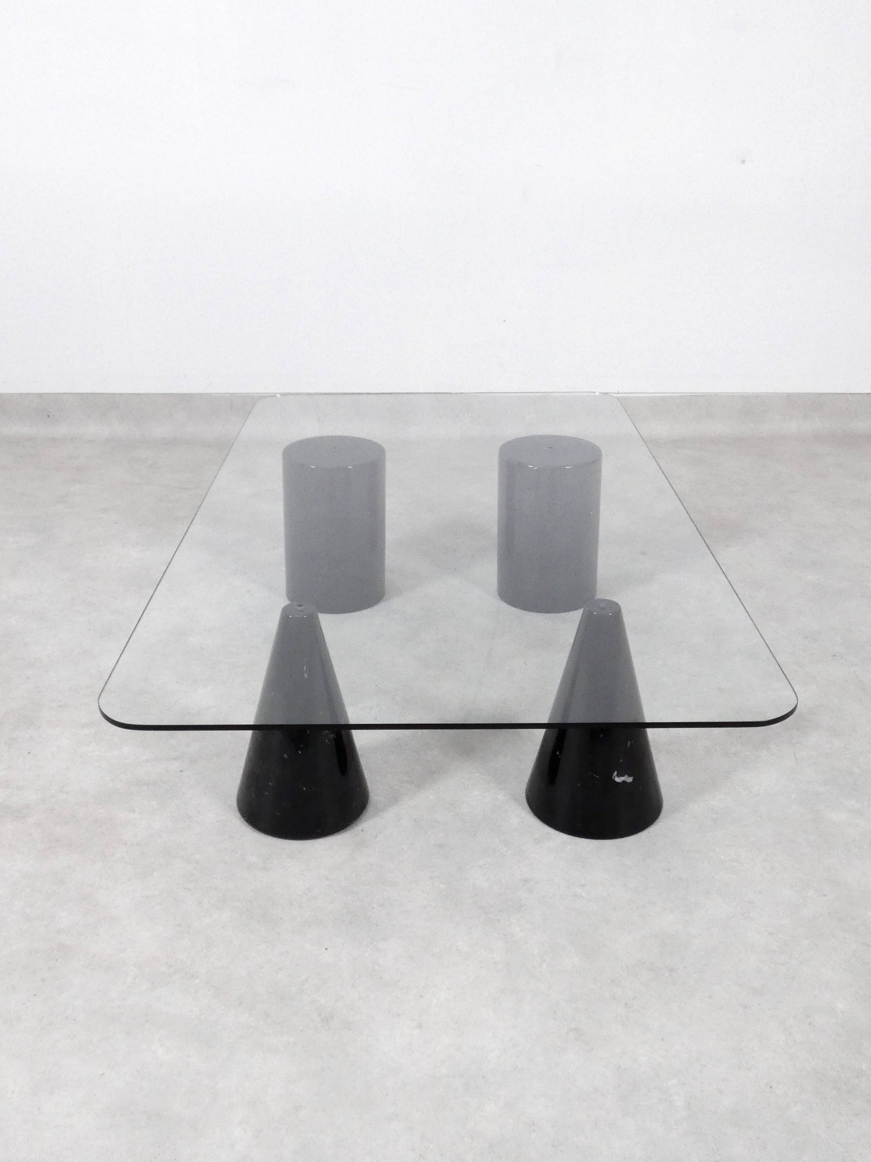 Vintage Italian Rectangular Marble Coffee Table with Glass Top