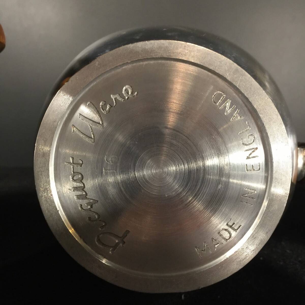 English Design Coffee and Tea Set, Picquot Ware, Brushed Aluminum, 1950