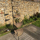 Vintage 1960-70 rattan and iron corner shelf