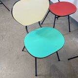 Set of 3 two-tone formica chairs from the 50s