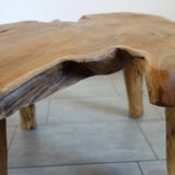 Brutalist coffee table in solid wood from the 50s