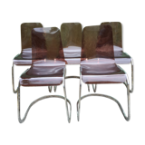 Chairs in plexiglas with chrome metal base