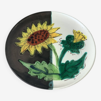 Vallauris Cérenne - hand-decorated sunflower plate