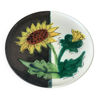 Vallauris Cérenne - hand-decorated sunflower plate