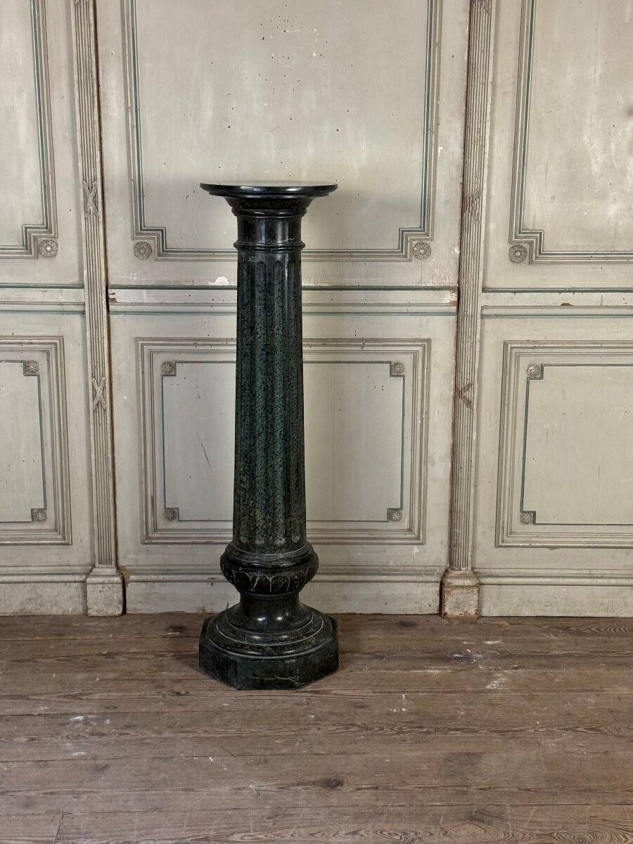 Serpentine Marble Fluted Column, Circa 1880