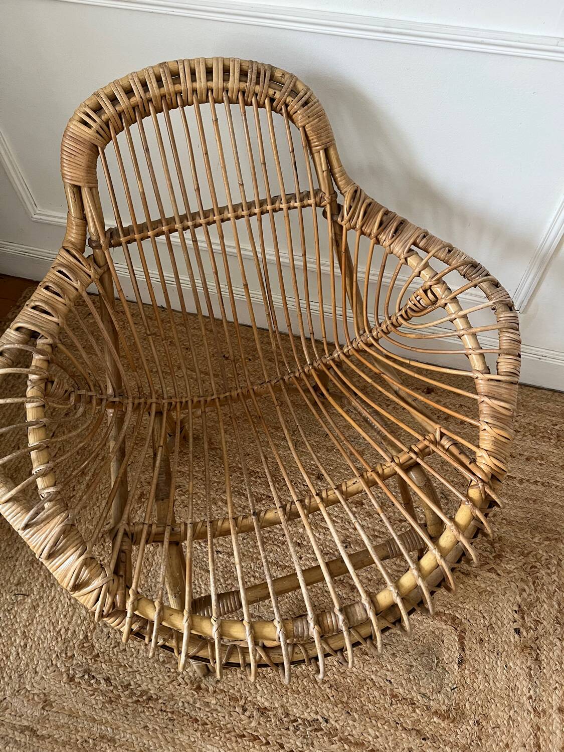 Fauteuil en rotin vintage