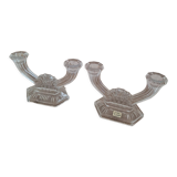 Pair of crystal candle holders