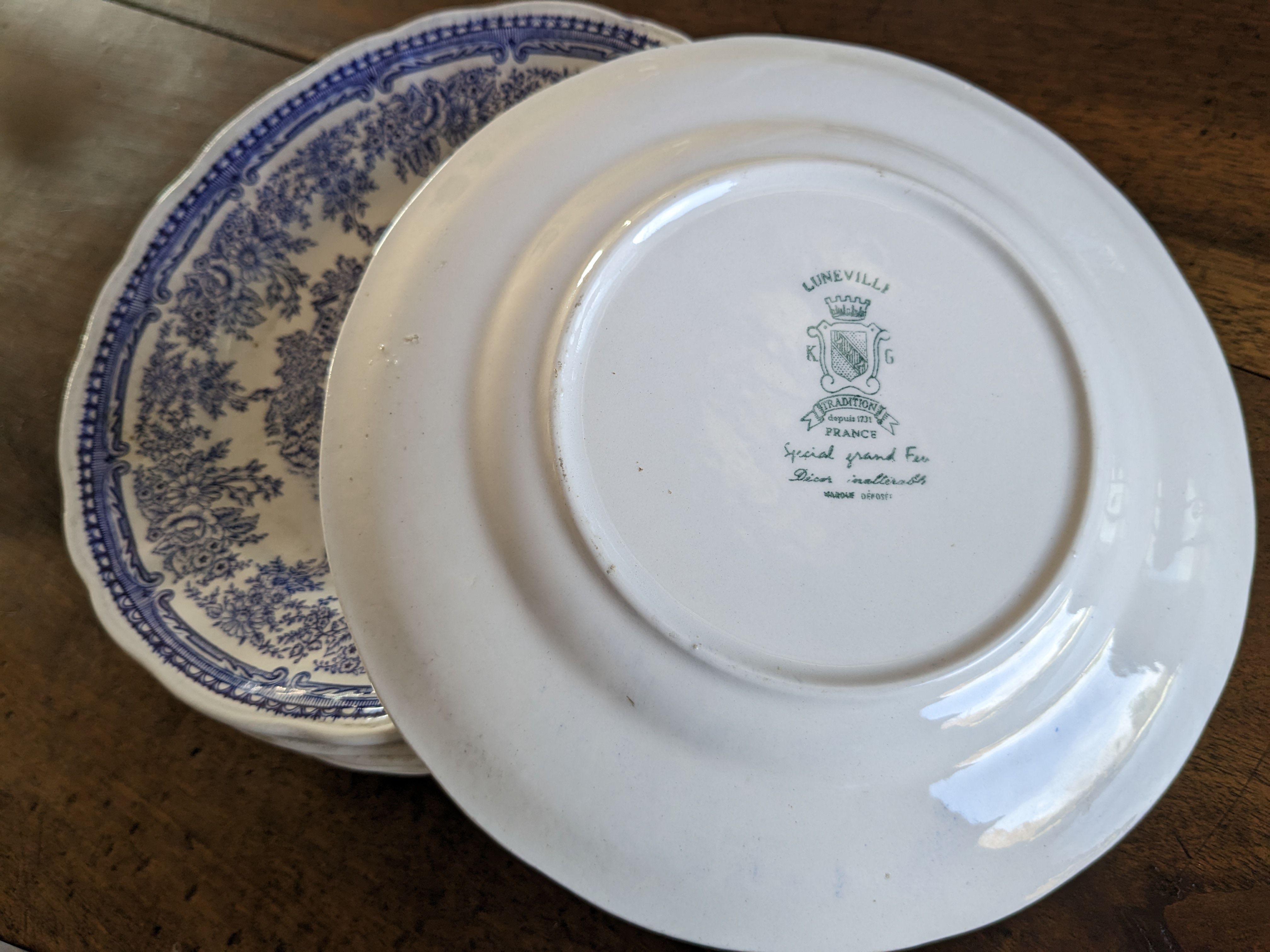 Set of 6 plates of Luneville K and G model Excelsior