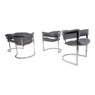 Ensemble de 4 chaises de salle à manger par Vittorio Introini pour Mario Sabot, 1970