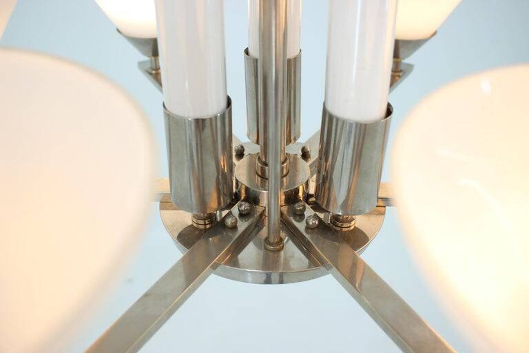 Large Original Bauhaus Art Deco Chandelier, 1930s / Functionalism