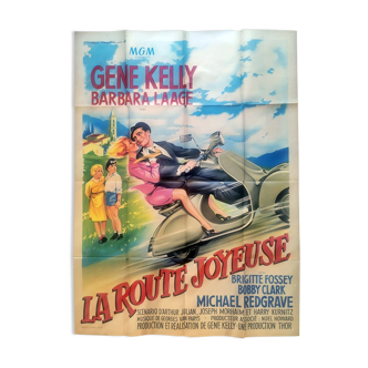 original poster of 1957 the merry road Gene Kelly Barbara Laage Vespa