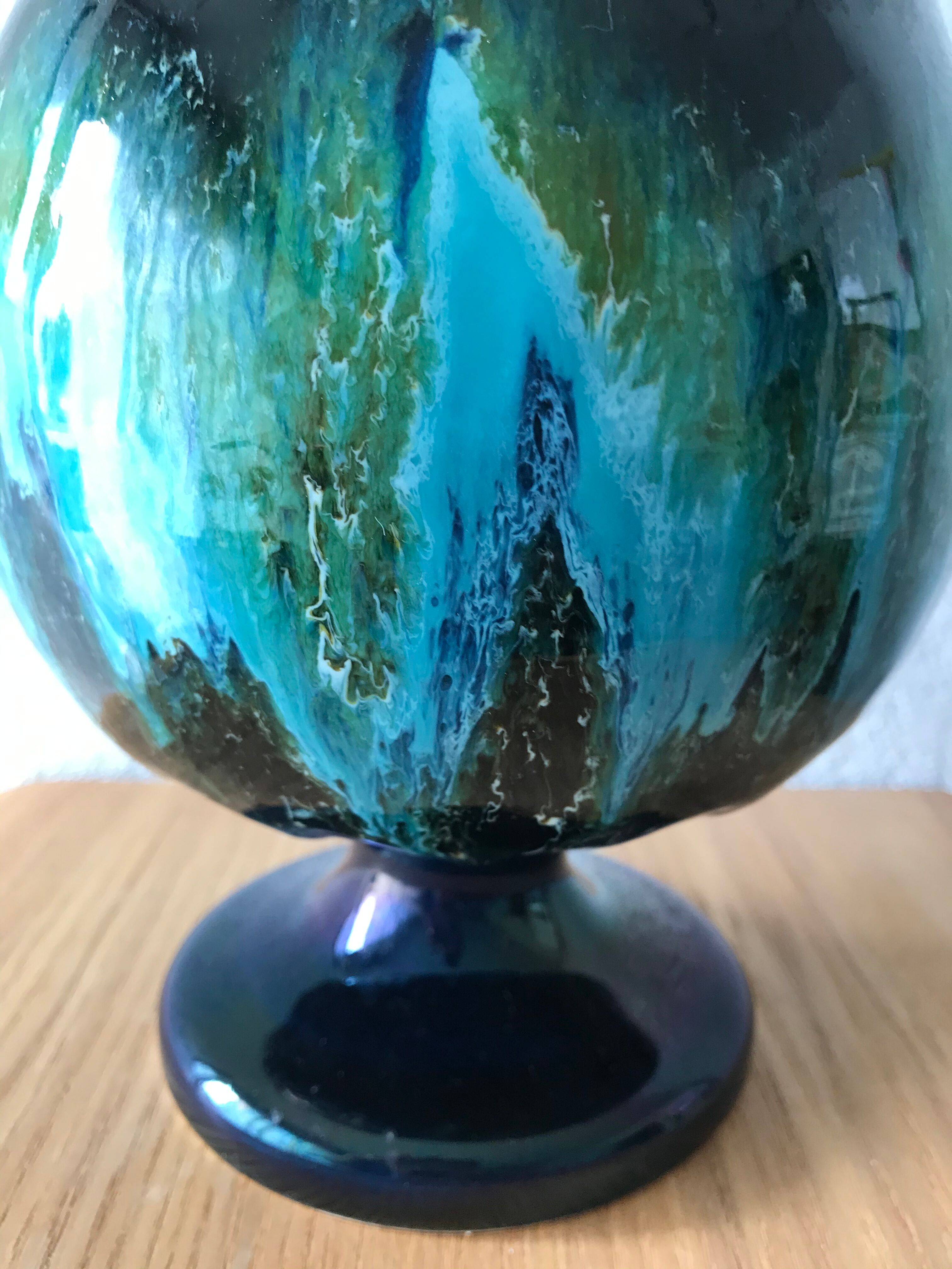 Large cut blue Vallauris earthenware