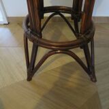 Set of 2 swivel bar stools / chairs - wood - cane - rattan - 80s