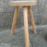 Pair of brutalist wood stools