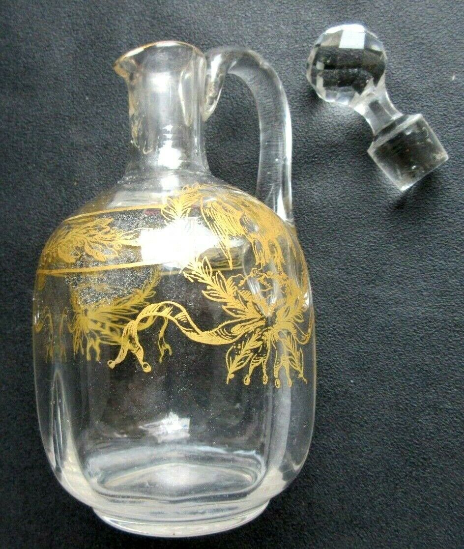 Carafe ewer colorless enamelled fine gold, Empire style: Eagle and louis XVI knot