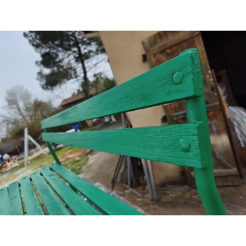 Banc des années 50 en fer et bois